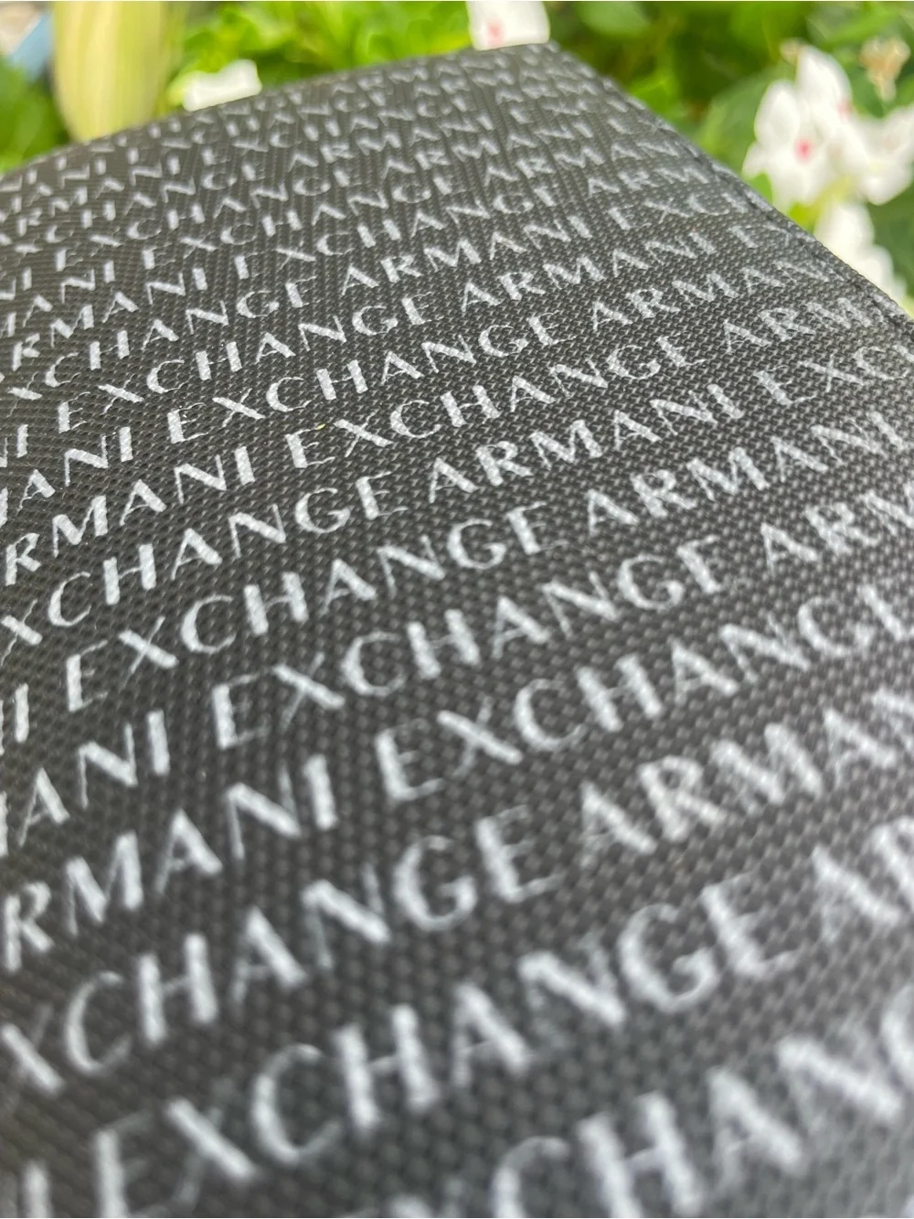 A|X Armani Exchange Black White Monogram Logo Men’s Bifold Cash Checkbook Wallet